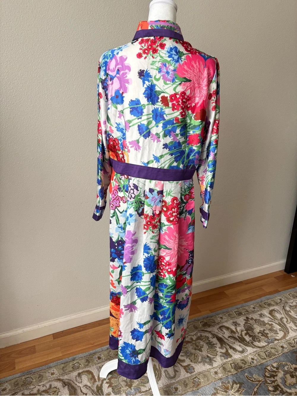 Dalia MacPhee 3/4-Sleeve Floral Shirt Dress Size L NWOT